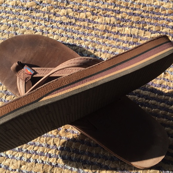 Rainbow Shoes Womens Rainbow Leather Flip Flops Size Large Poshmark